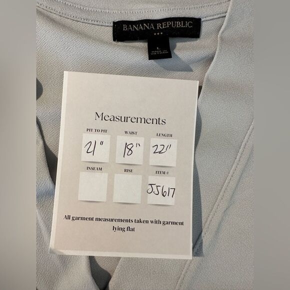 Banana Republic Factory Top Crepe Fabric Faux Wrap Banded Hem Gray Size L - Picture 9 of 9